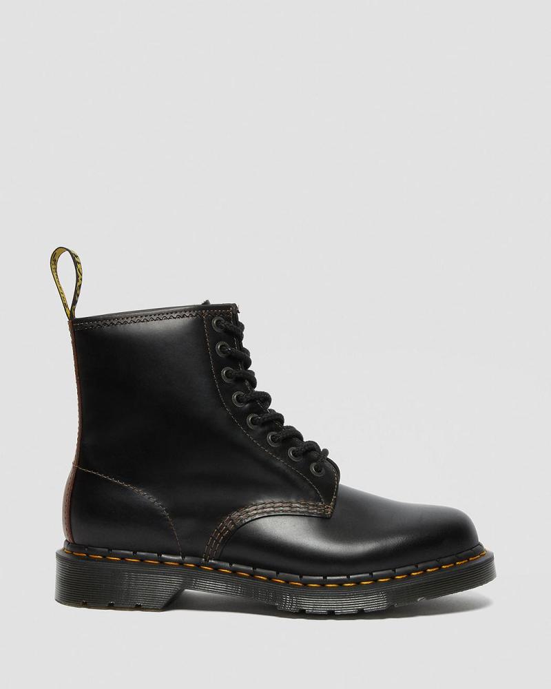 Black / Brown Men's Dr Martens 1460 Men's Abruzzo Leather Lace Up Boots | CA 517HAP